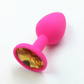 Rosebud en silicone rose avec strass jaune