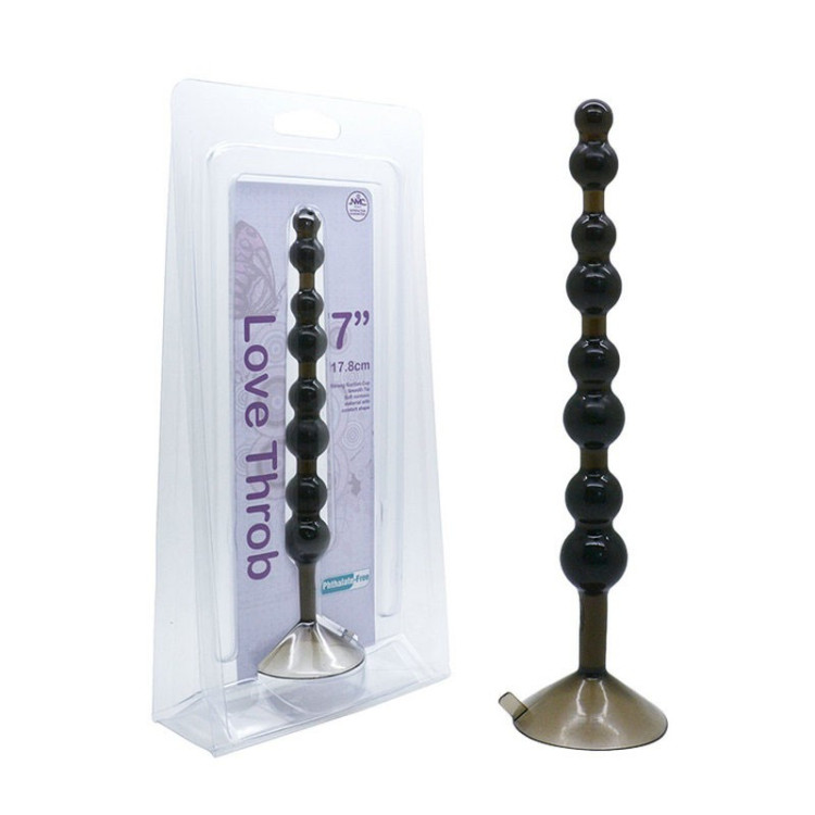 Tige anal unisexe 6 boules  - 18cm avec ventouse