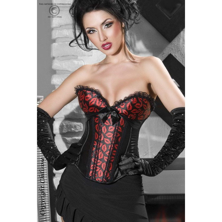 Corset noir avec motif lèvres rouges