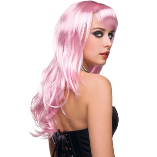Perruque rose cheveux longs