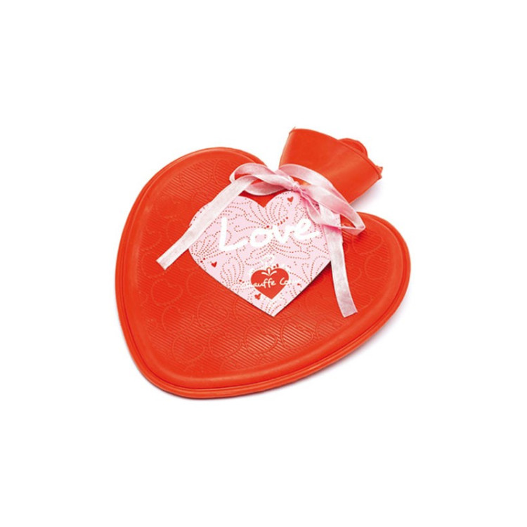 Bouillotte rouge en forme de coeur