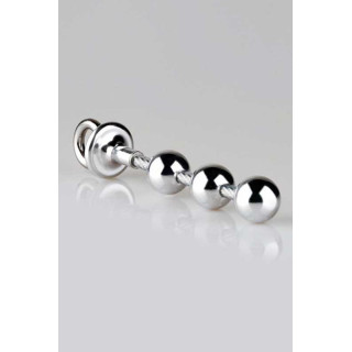 Chapelet anal 30mm, 3 boules en aluminium argenté - Plug Anal