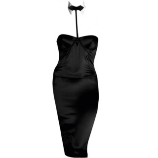Robe bustier en satin noir - Salon Bourbon