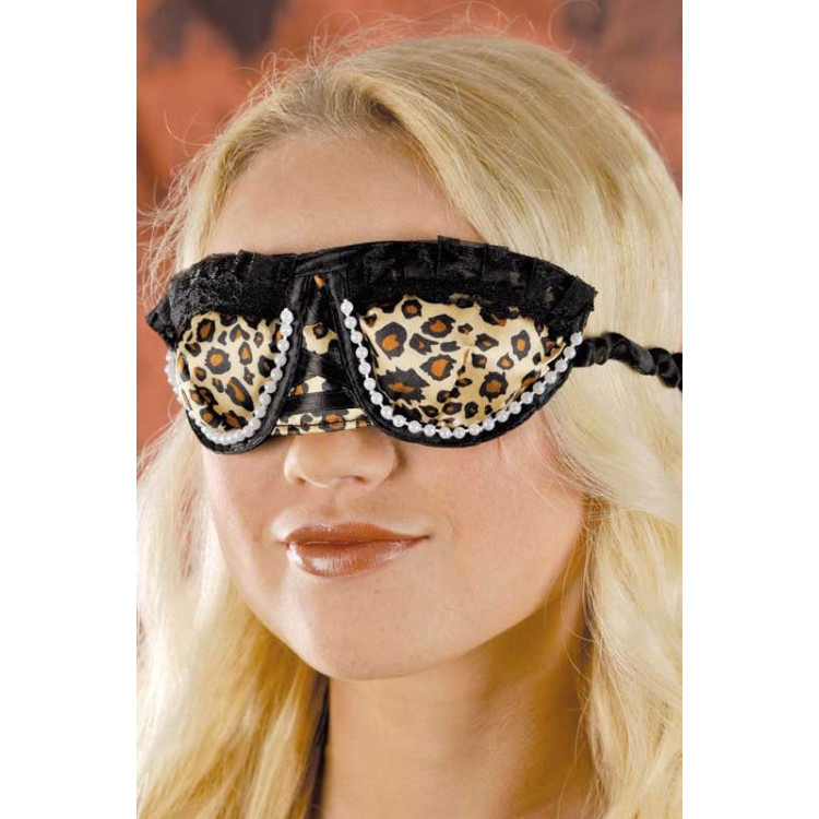 Masque léopard en satin et dentelle