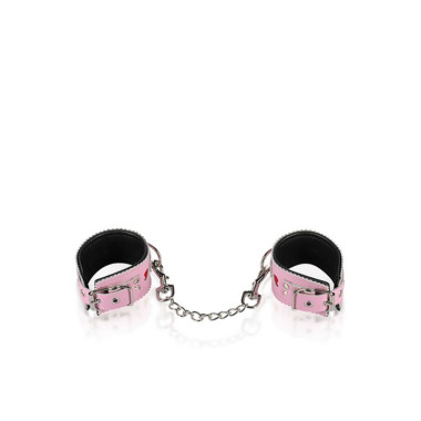 Menottes de poignets en cuir rose